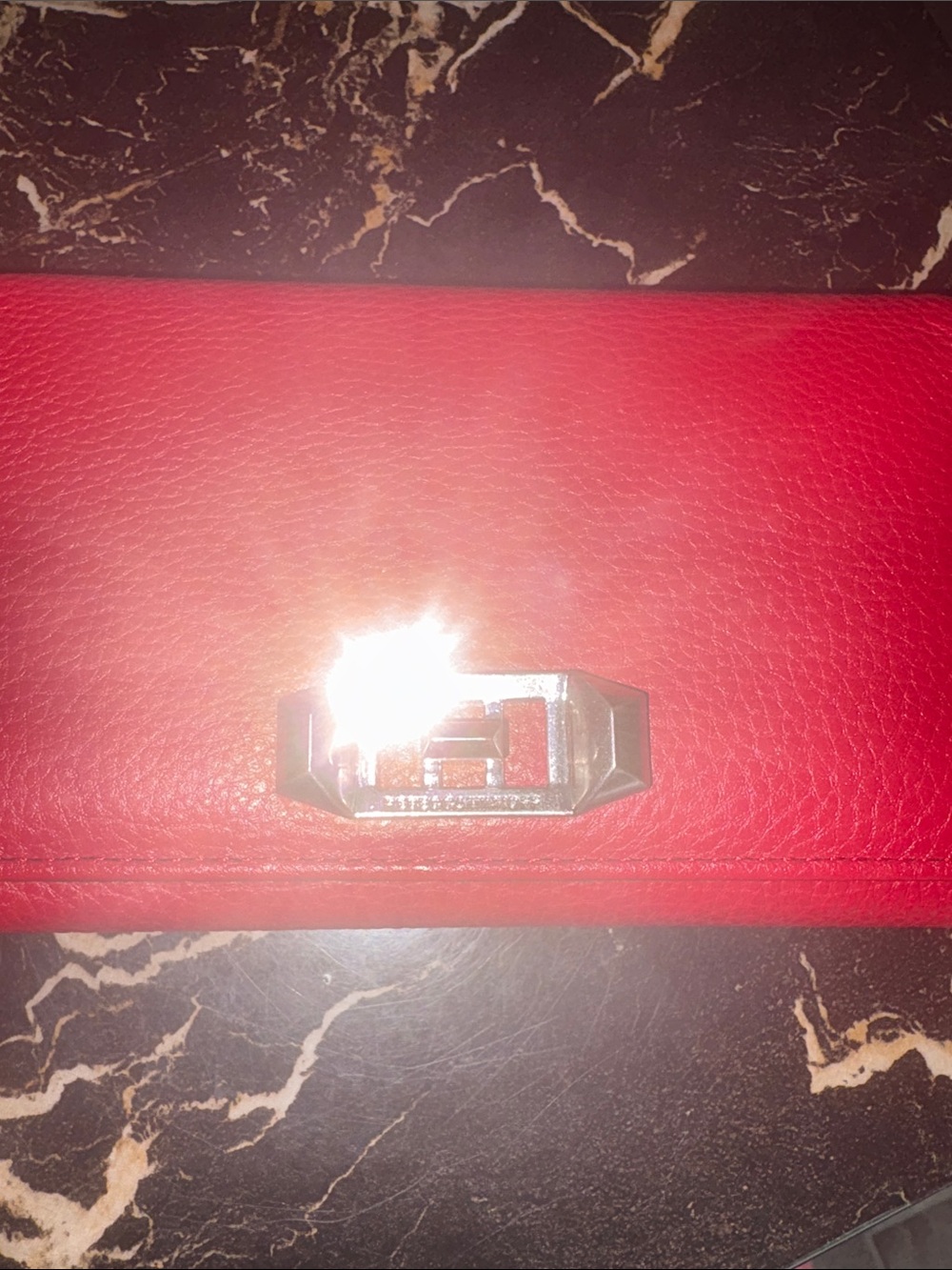 Rebecca Minkoff Red Leather Phone Case with Silver Turnlock